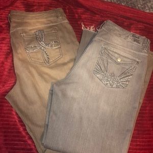 Two pairs of code bleu acid wash jeans